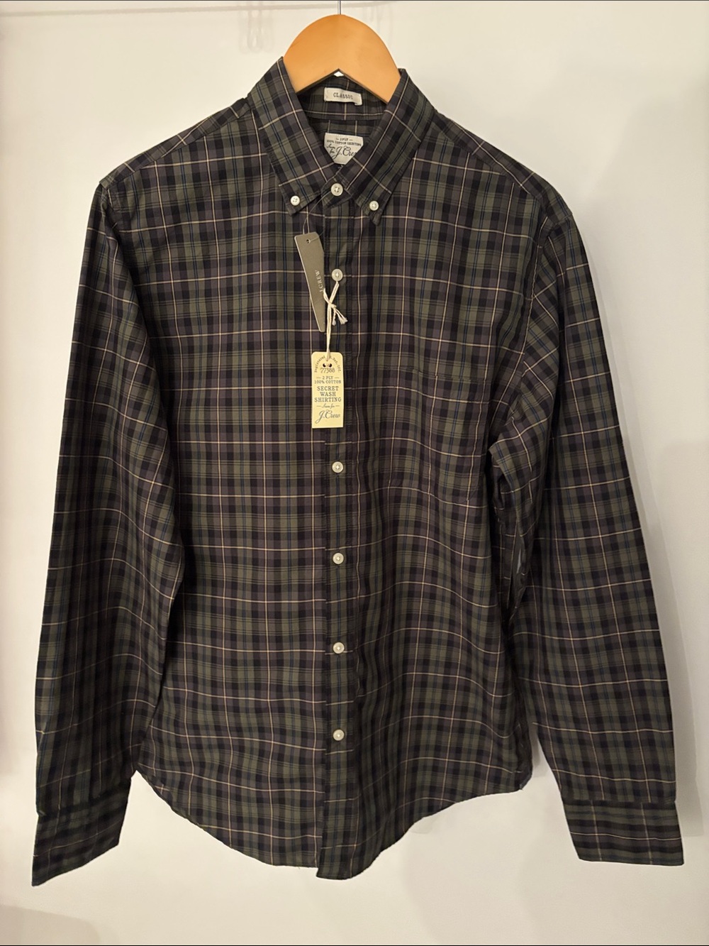 J.Crew M Classic Secret Wash Plaid Button Down 100% Cotton NWT
